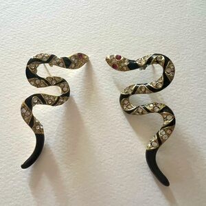 Black and Gold tone Snake Earrings